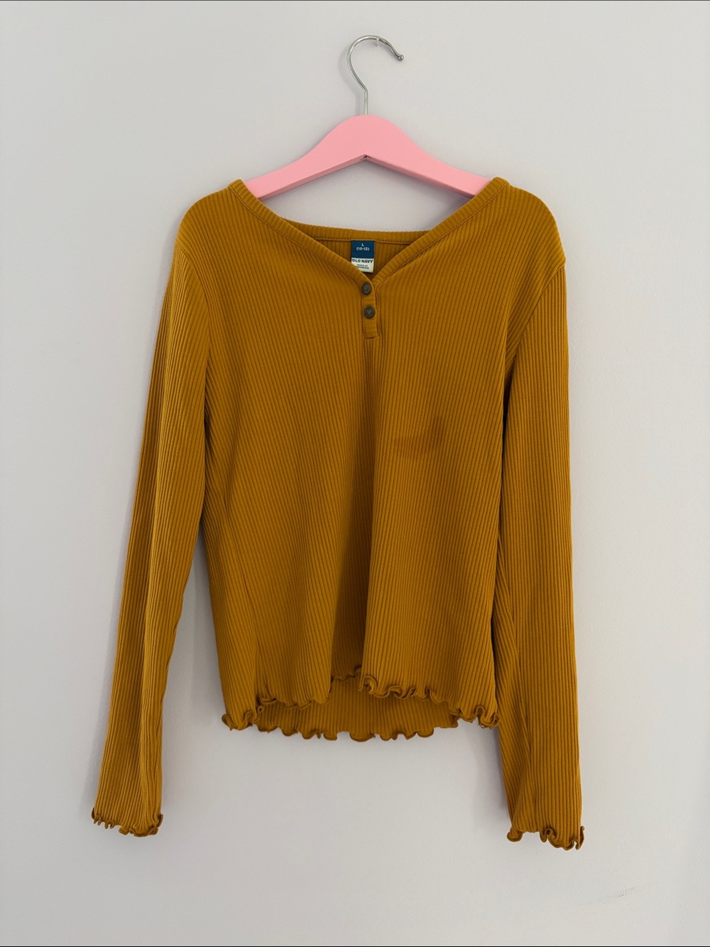 Old Navy Mustard Ribbed Long-Sleeve Henley